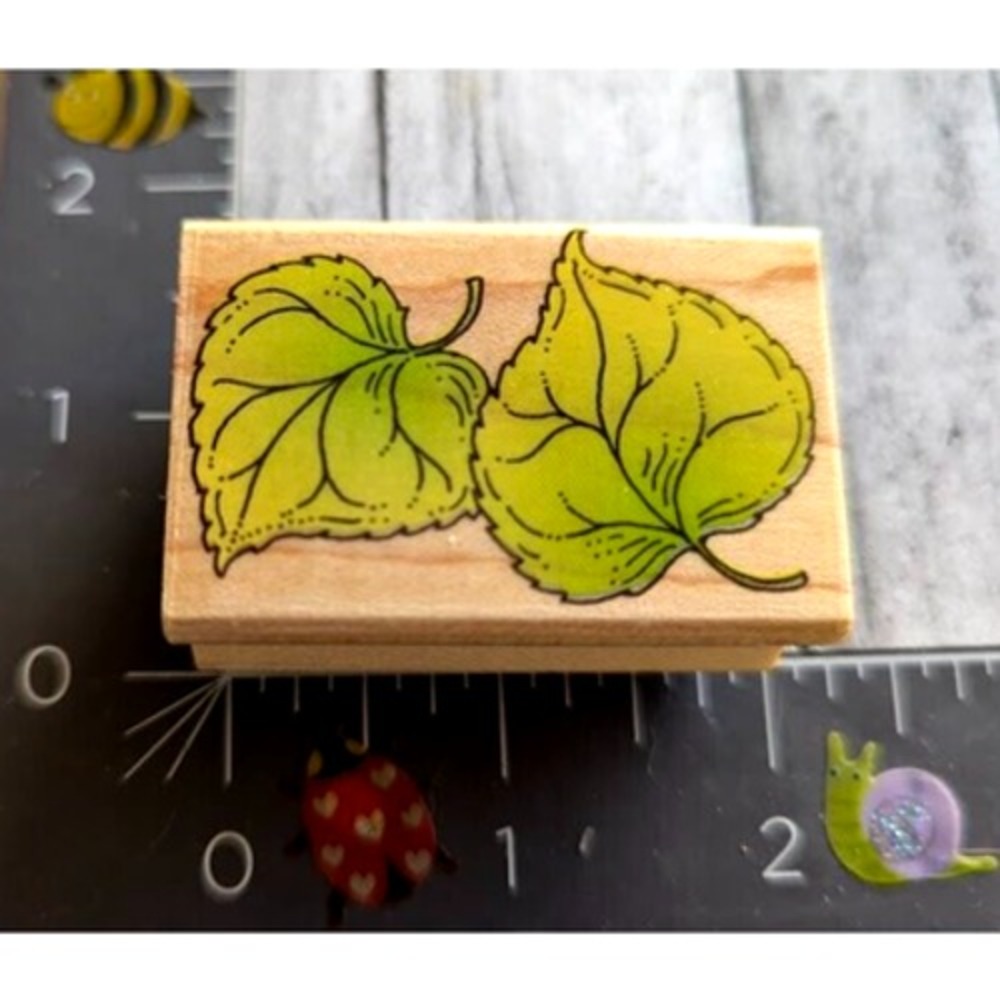 Hero Arts Aspen Leaves C1135 Rubber Stamp Wood #C119